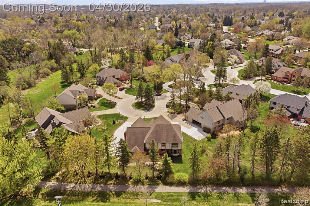 Aerial perspective of suburban area