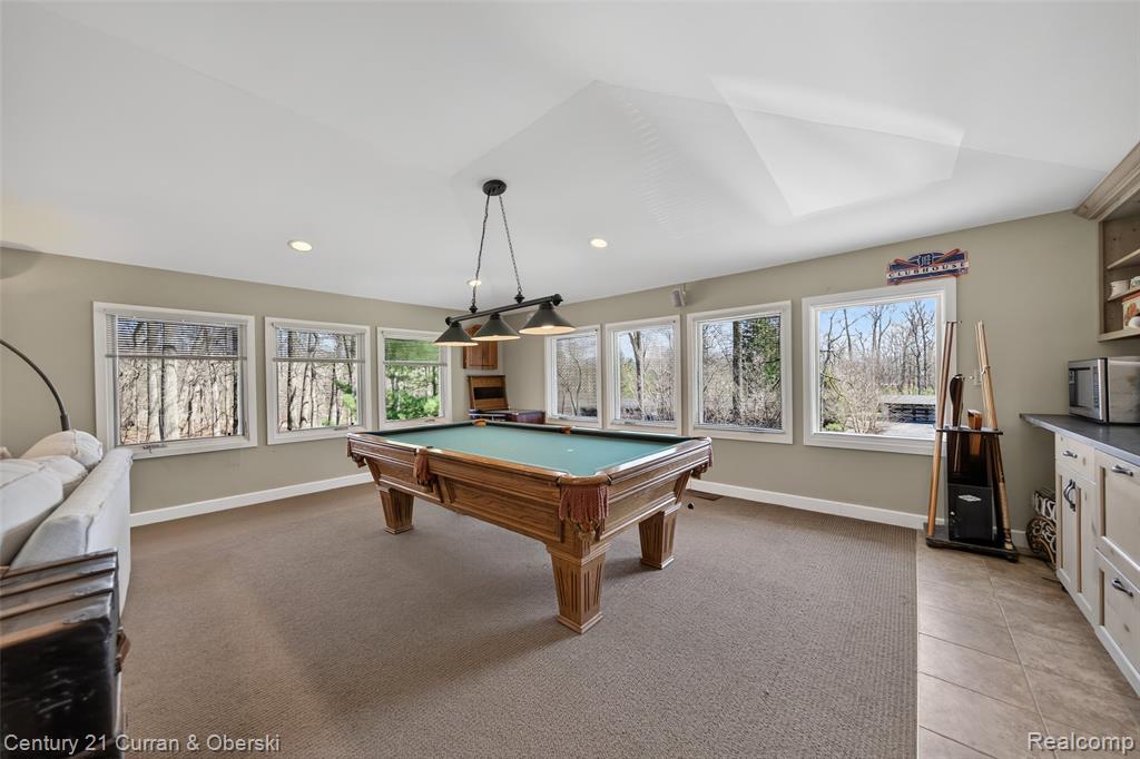 Playroom featuring pool table and recessed lighting