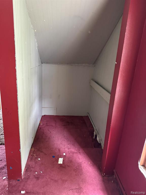 Bonus room with carpet floors and vaulted ceiling