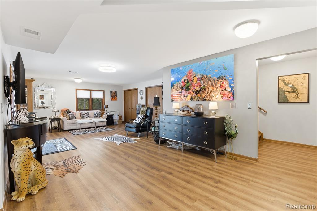 Living room with light wood-style floors