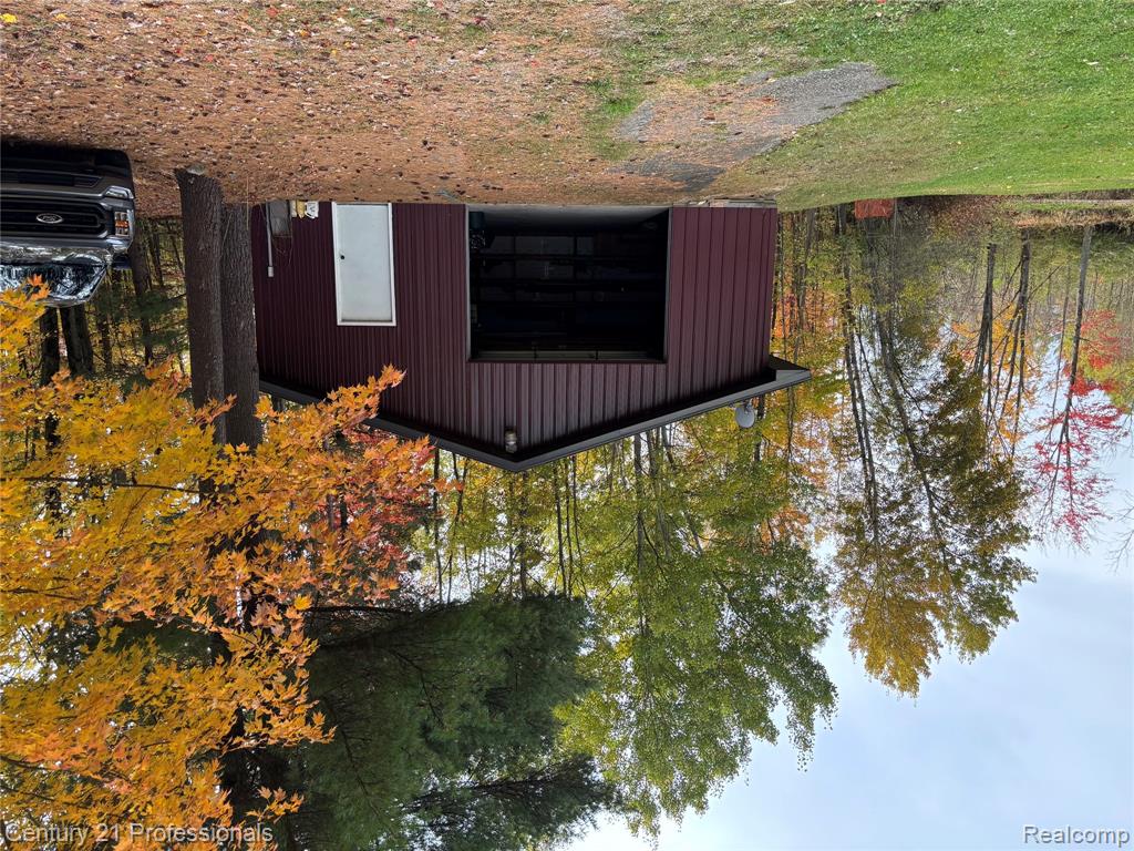 View of detached garage