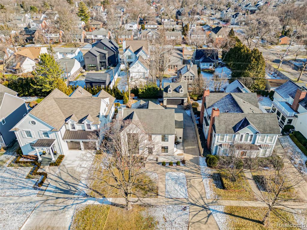 Aerial perspective of suburban area