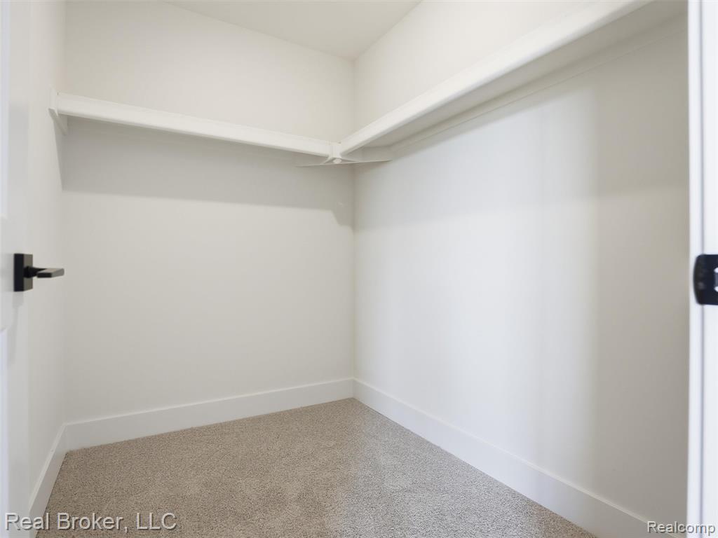 Walk in closet with carpet flooring