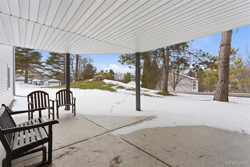 View of snow covered patio