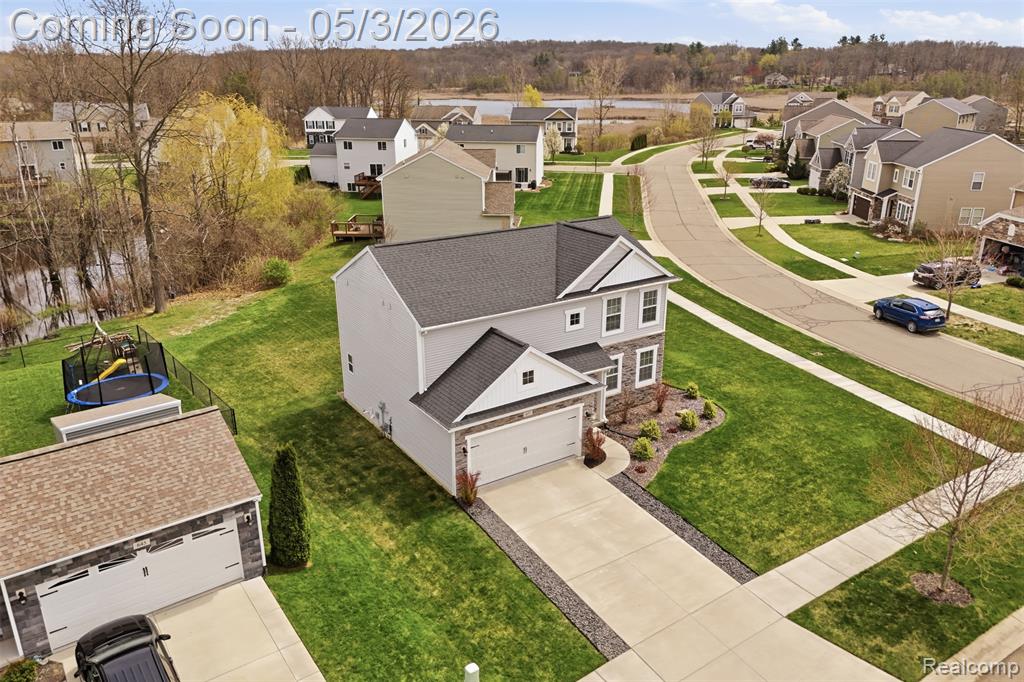 Aerial perspective of suburban area