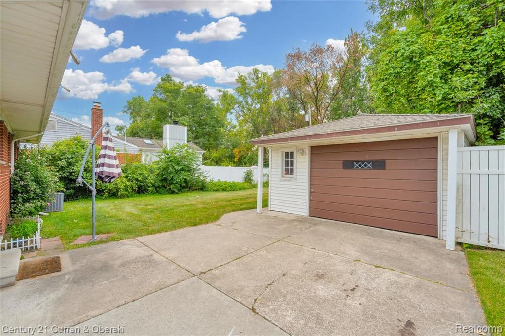 View of detached garage
