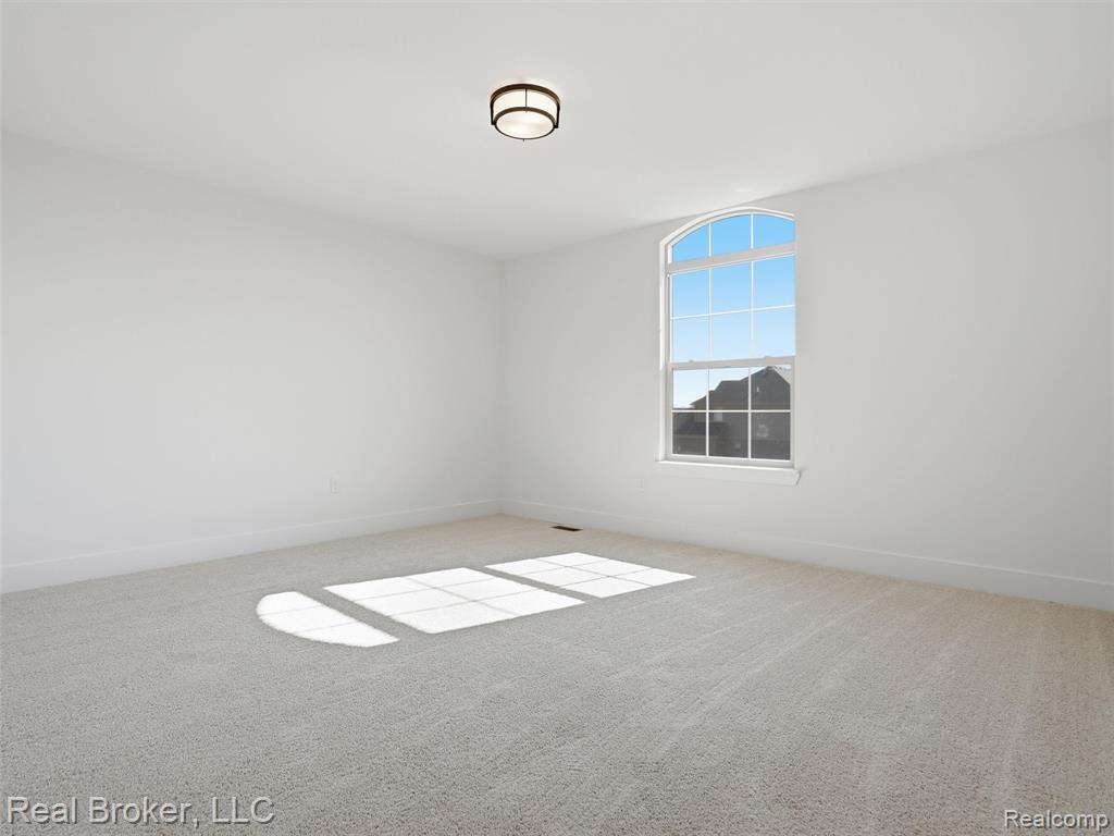 Unfurnished room with light colored carpet
