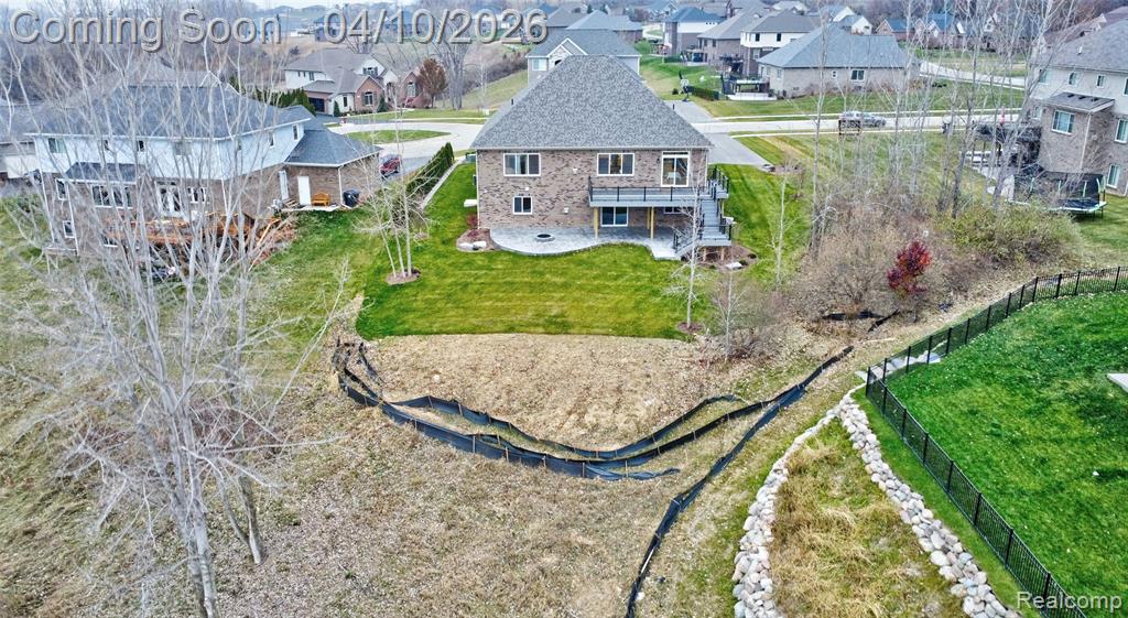 Aerial perspective of suburban area