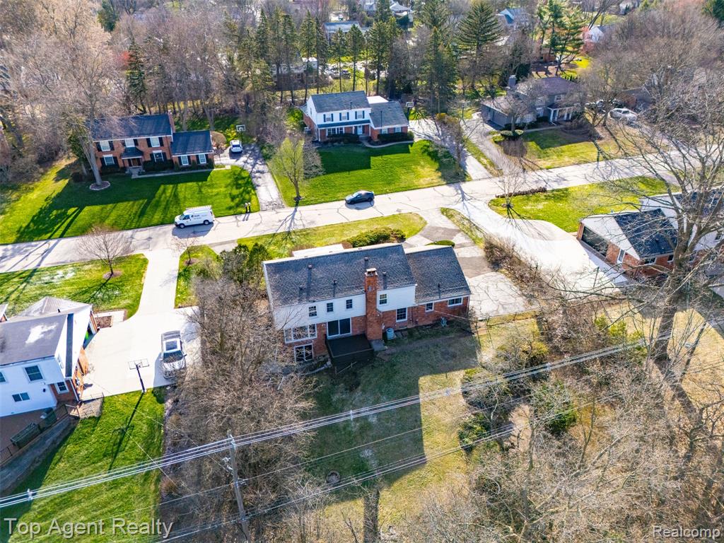 Aerial perspective of suburban area