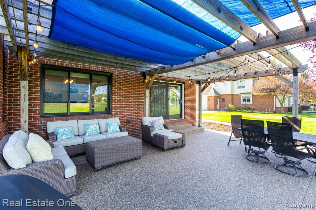 View of patio with a pergola