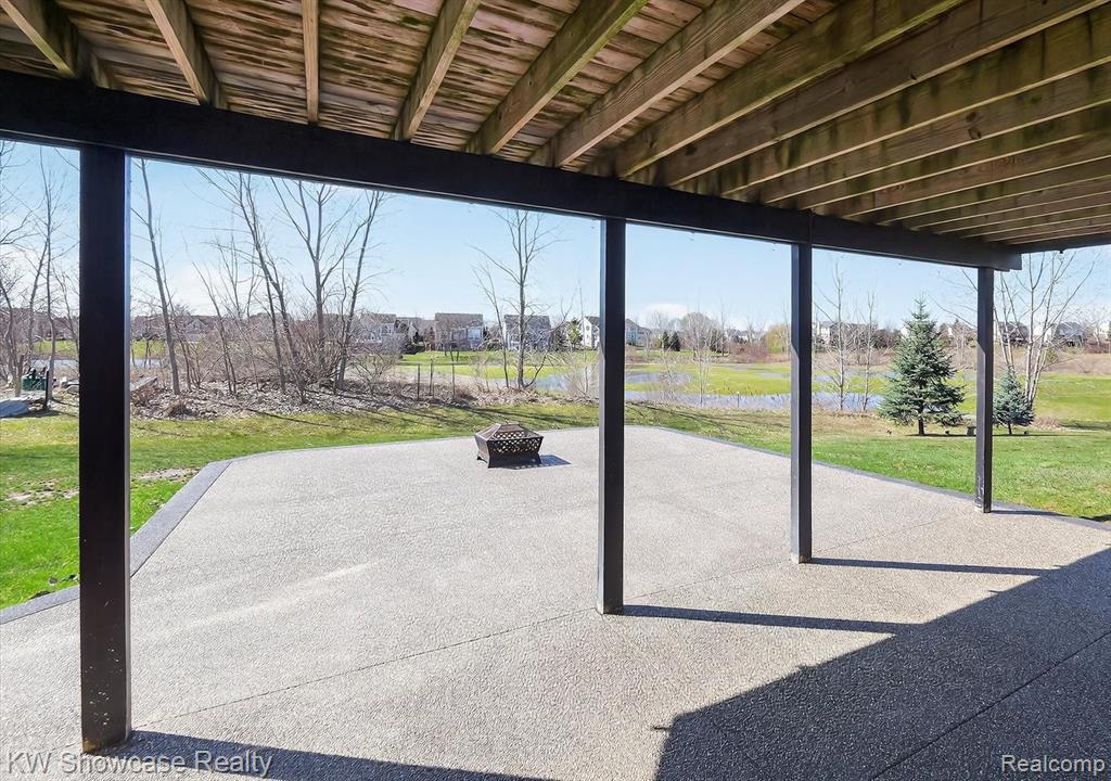 View of patio / terrace with a fire pit