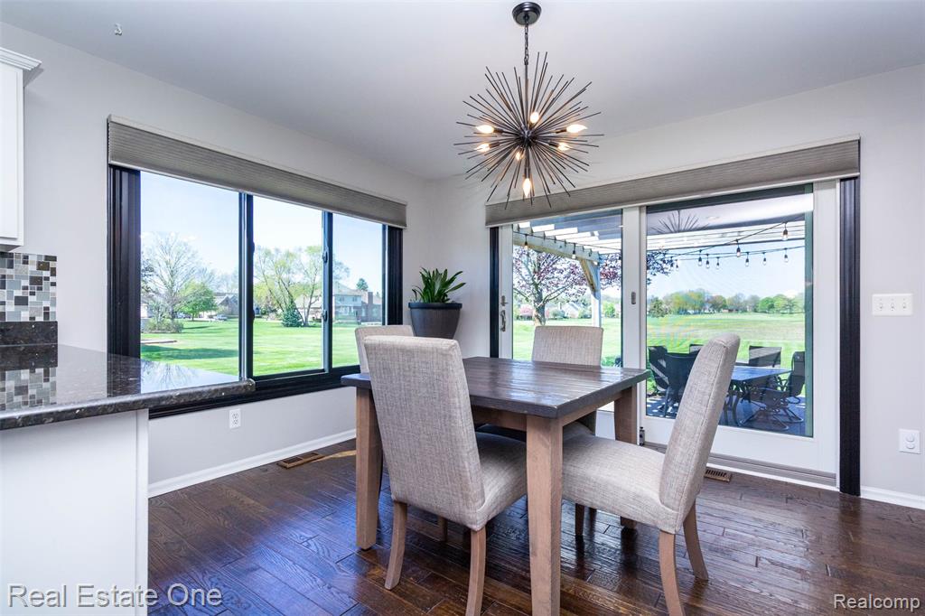 Dining area with sliding door leads to patio