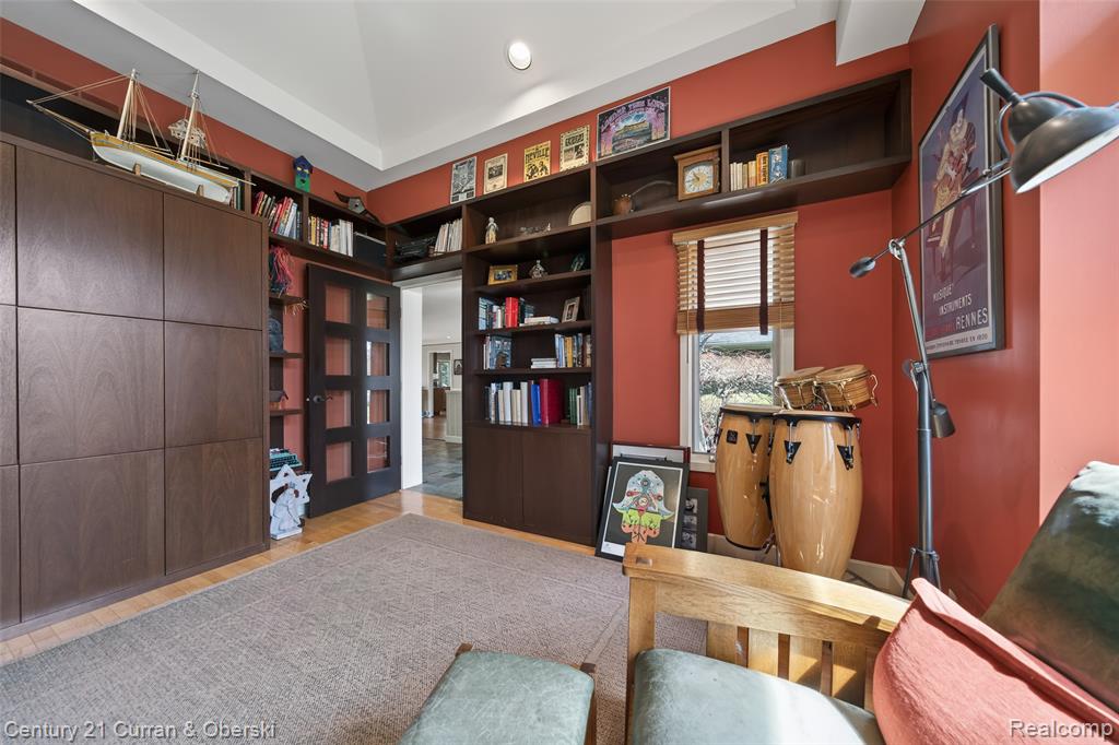 Sitting room featuring light wood-type flooring