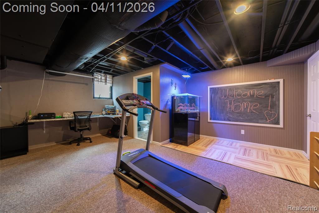 Workout room with carpet