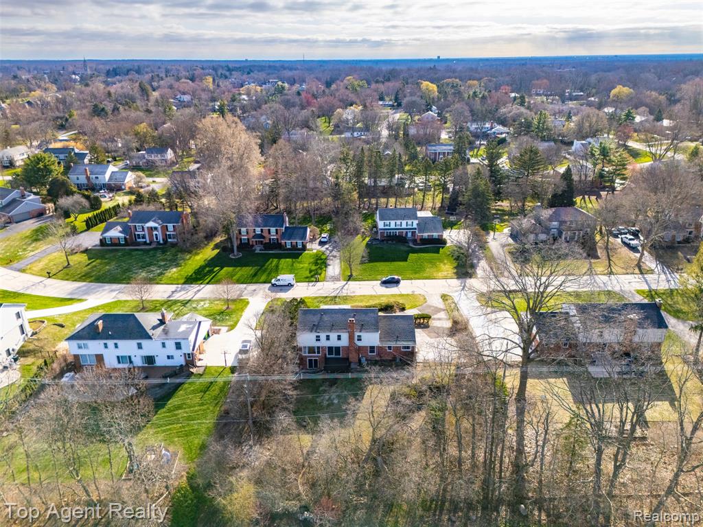 Aerial perspective of suburban area