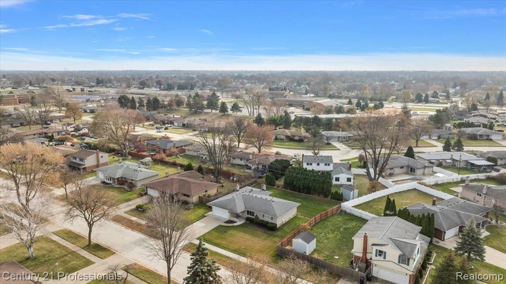 Aerial view of residential area