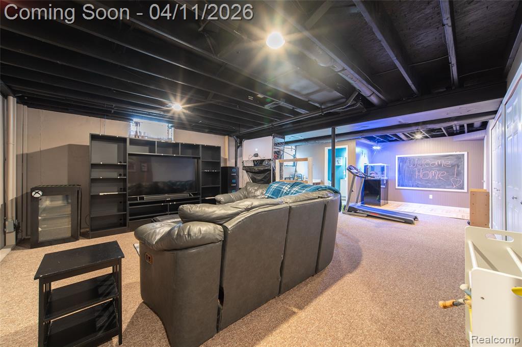 View of carpeted living area