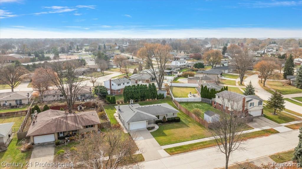 Aerial perspective of suburban area